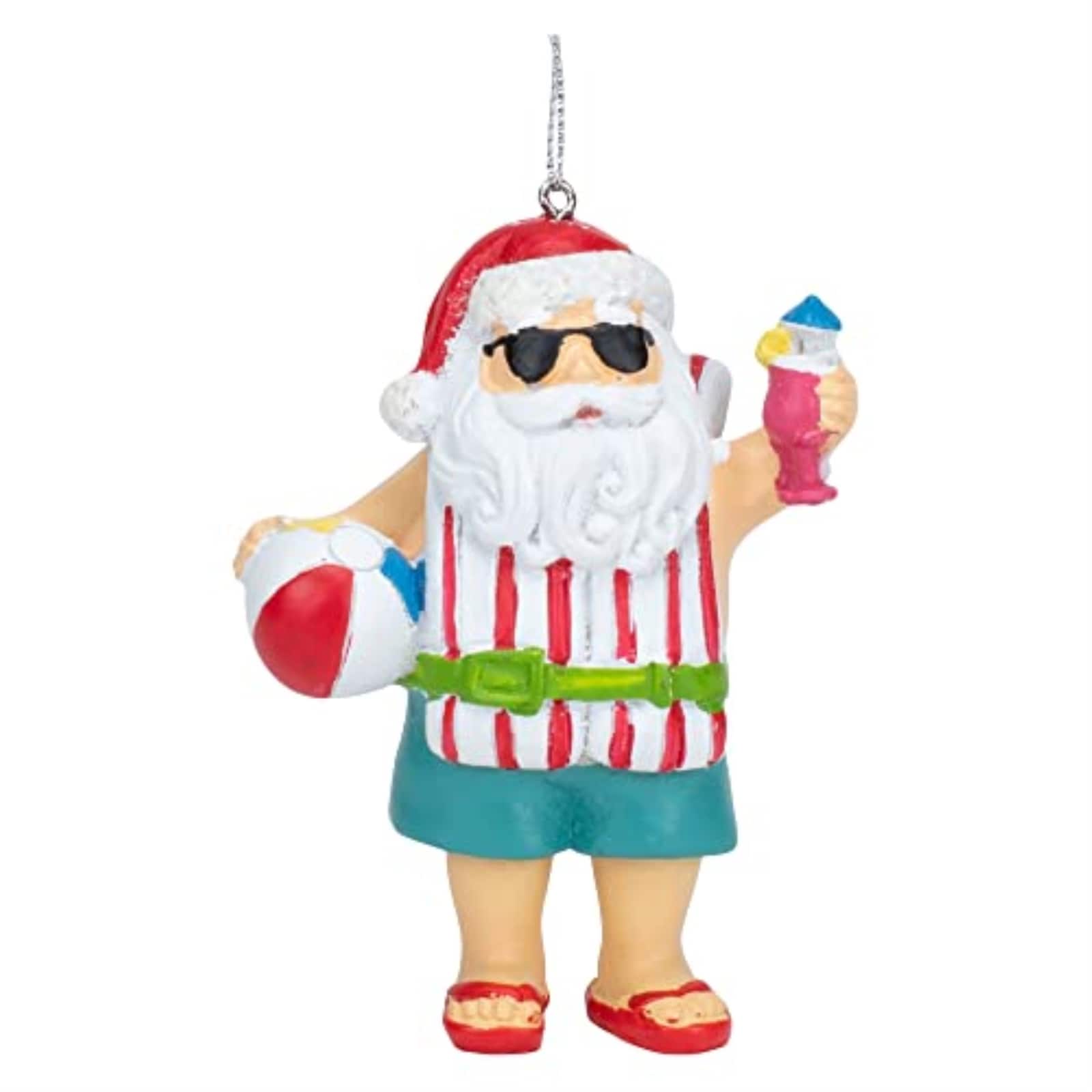 Ganz - Beach Santa Christmas Tree Ornament 4 inch - Multicolor