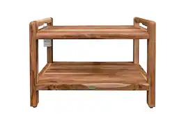 EcoDecors - Classic 29" Shower Bench With Shelf And LiftAide Arms - EarthyTeak