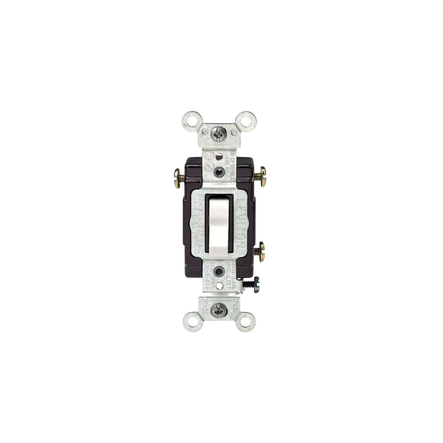 Leviton - 3-Way 15A 120V Toggle Switch, Specification Grade - White