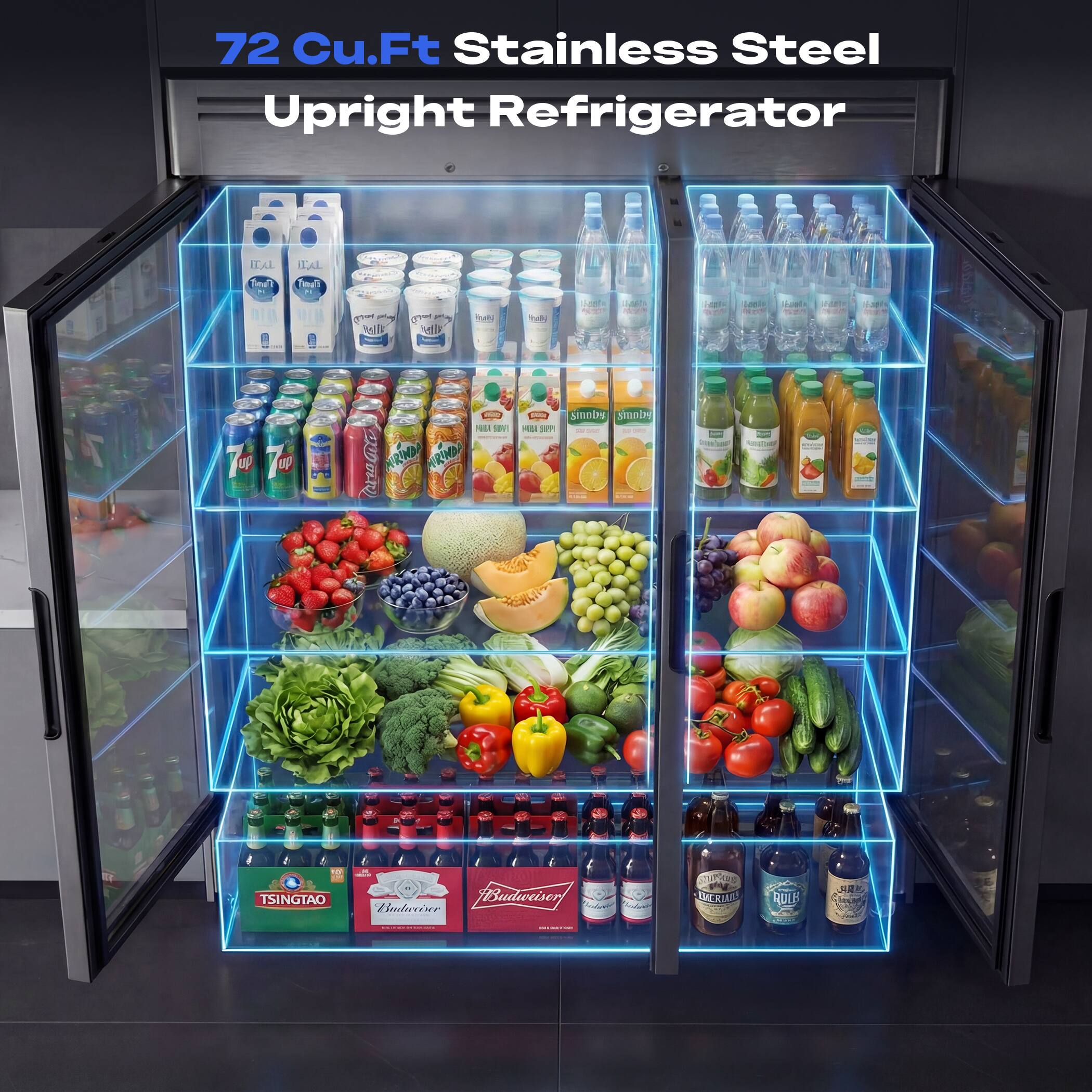 72 Cu.Ft Stainless Steel Upright Refrigerator
