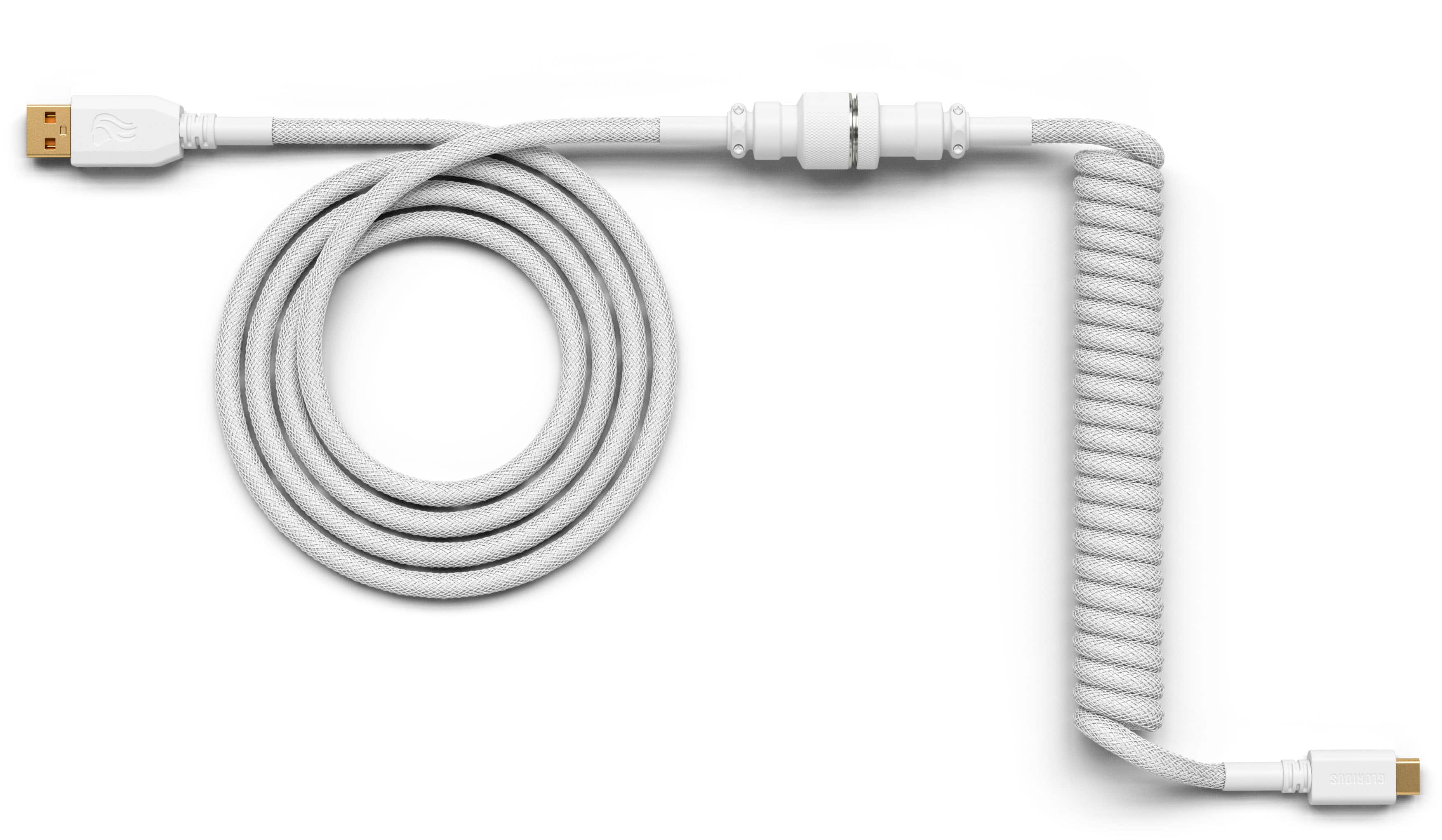 Alt View 12. Glorious - Coiled USB-C Artisan Braided Keyboard Cable for Mechanical Gaming Keyboards - Ghost White.