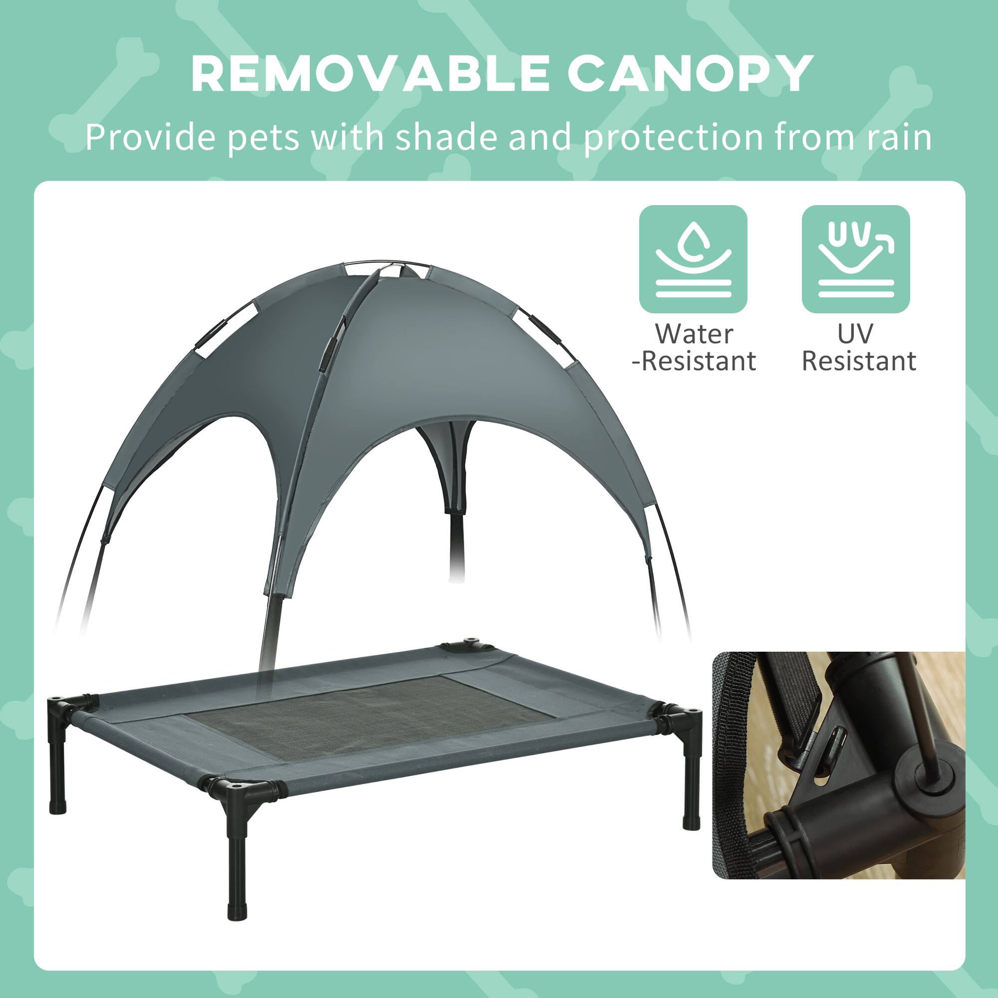 REMOVABLE CANOPY  
Provide pets with shade and protection from rain  

Water-Resistant  
UV Resistant