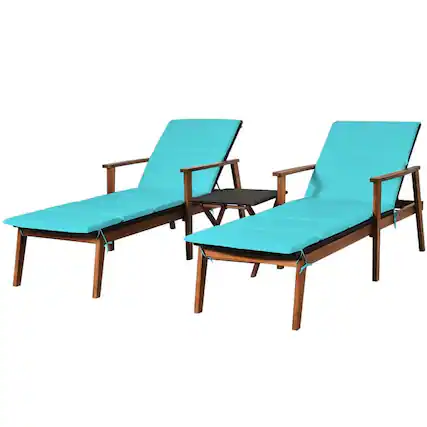 Front. Pefilos - 3 Pieces Portable Patio Cushioned Rattan Lounge Chair Set, Outdoor Patio Rattan Conversation Bistro Set with Folding - Blue.