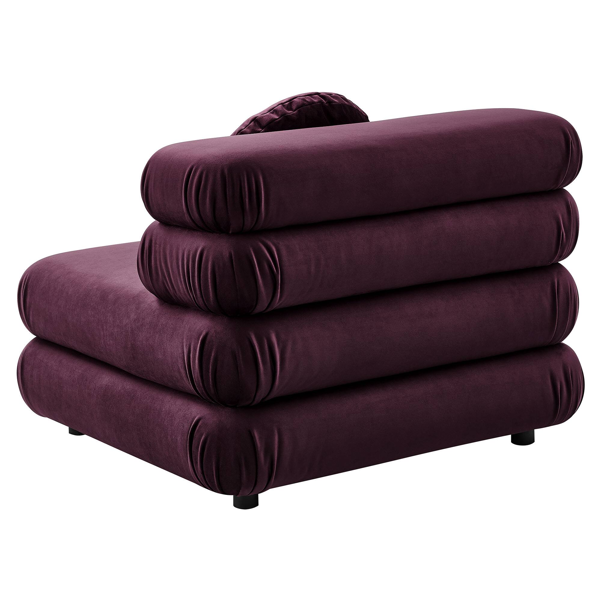 Alt View 1. Modway - Jubilee Modular Performance Velvet Armless Chair by Modway - Mulberry.