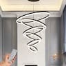 RYHNUYNE - Modern Large 6-Ring LED Chandelier for High Ceilings Adjustable Pendant Light with Remote Dimmable for Foyer Entryway
