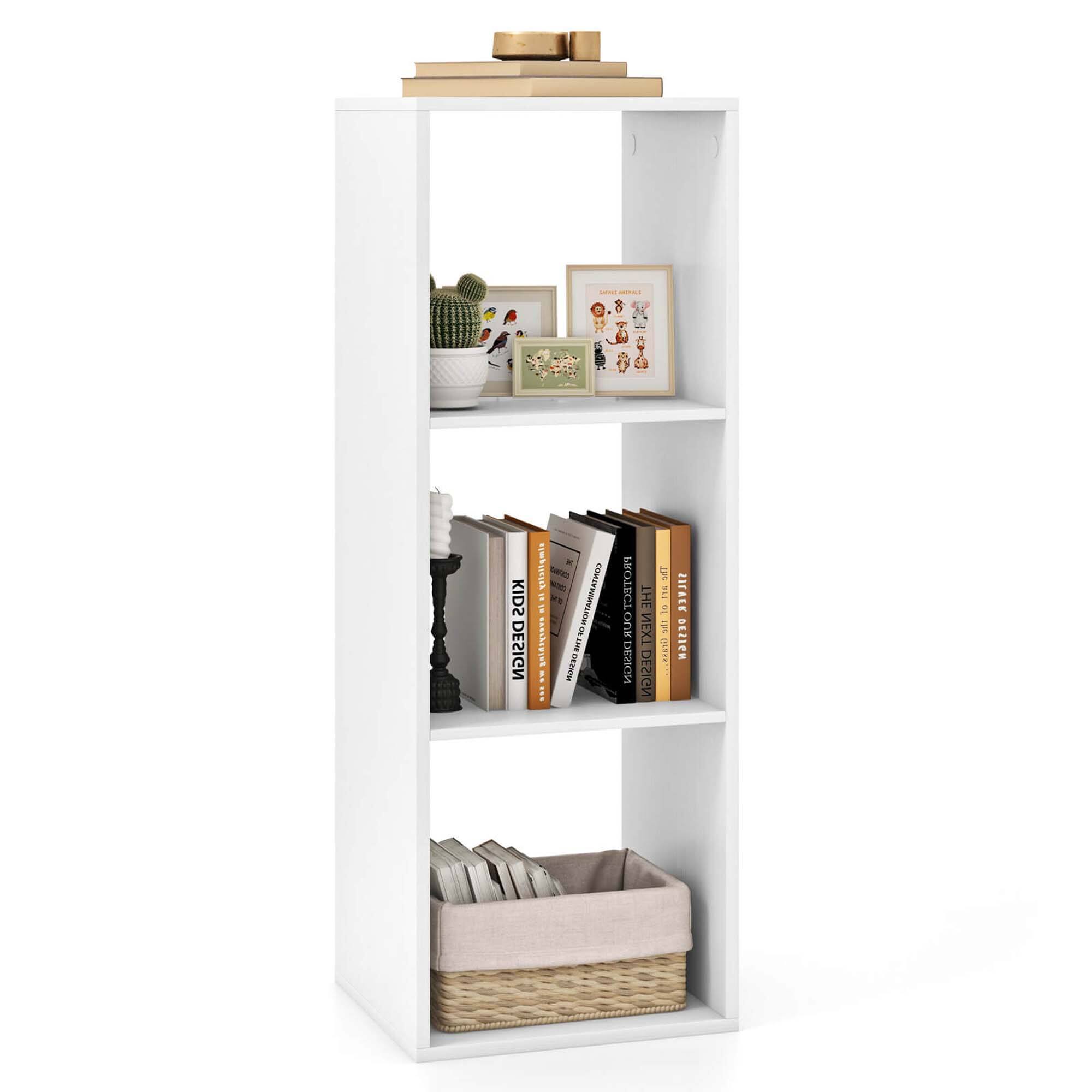 Costway - 3-Cube Bookcase Open Back Bookshelf with Anti-tip Kit Modern Style Organizer - White