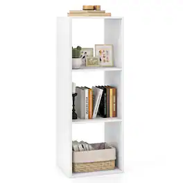Costway - 3-Cube Bookcase Open Back Bookshelf with Anti-tip Kit Modern Style Organizer - White