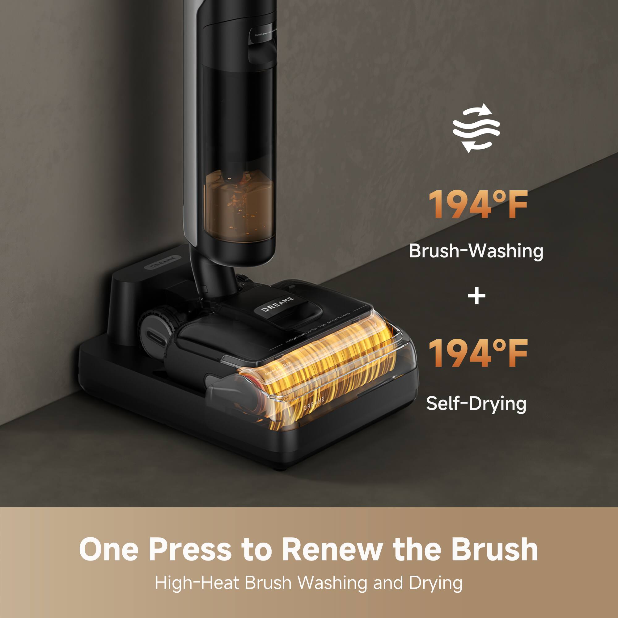CLE 194°F Brush-Washing + 194°F Self-Drying: One Press to Renew the Brush. High-Heat Brush Washing and Drying.