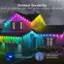 The image features a house with a colorful exterior, and the text on the image is grouped as follows:

1. Outdoor Durability: Anti-UV material with IP67 & IP65 waterproof ratings.
2. Outdoor Lights: 860 IP67 IP65.
3. IP67 Adapter & Control Box.