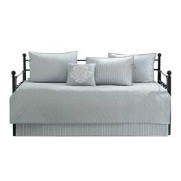 Gracie Mills - Sandy 6-Piece Cottage-Inspired Reversible Daybed Cover Set - Gray