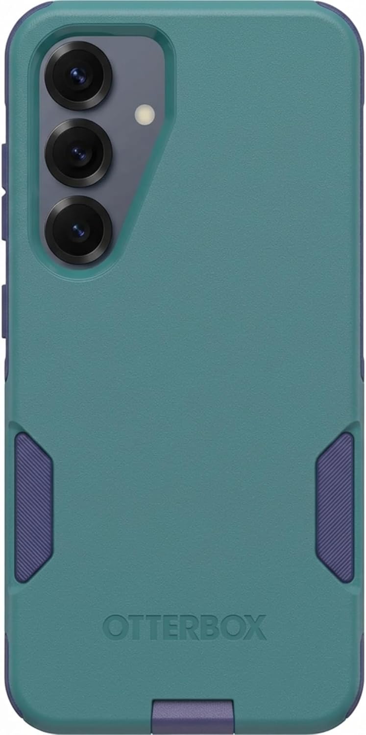 Left. OtterBox - OtterBox - Commuter Series Hard Shell for Galaxy S25 - Harbor Storm (Green & Purple.