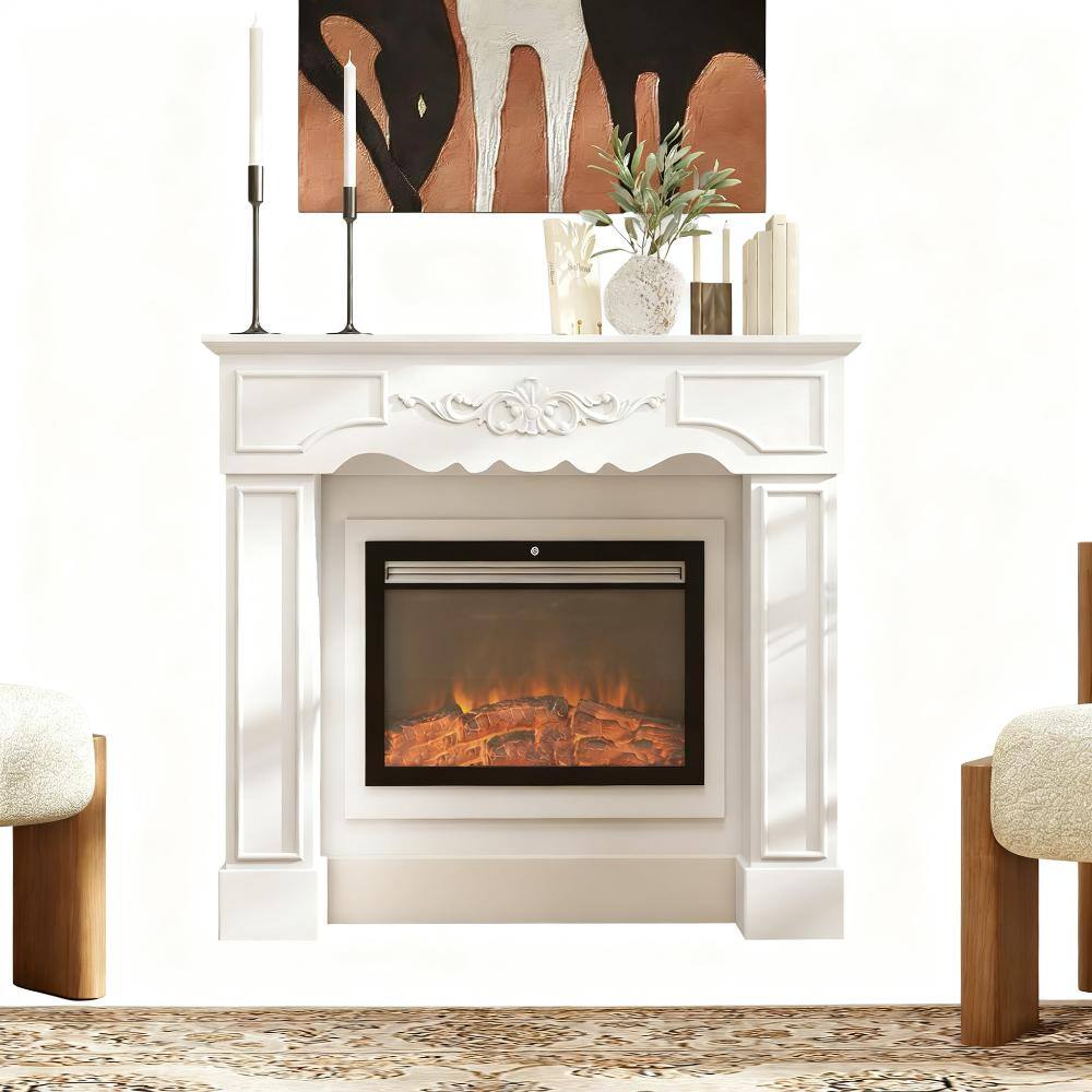Angle. TinyHomie - Freestanding Fireplace Surround with Leg for Electric Fireplaces.