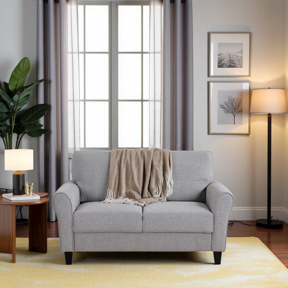 Alt View 1. Starlight Canyon Home - Dark Gray Upholstered Love Seat, Small Loveseat Sofa for Compact Spaces - Dark Gray.