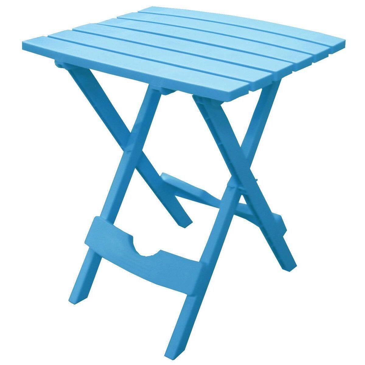 Front. Hivvago - Pool Blue Folding Side Table in Durable Patio Furniture Plastic Resin - Pool Blue.