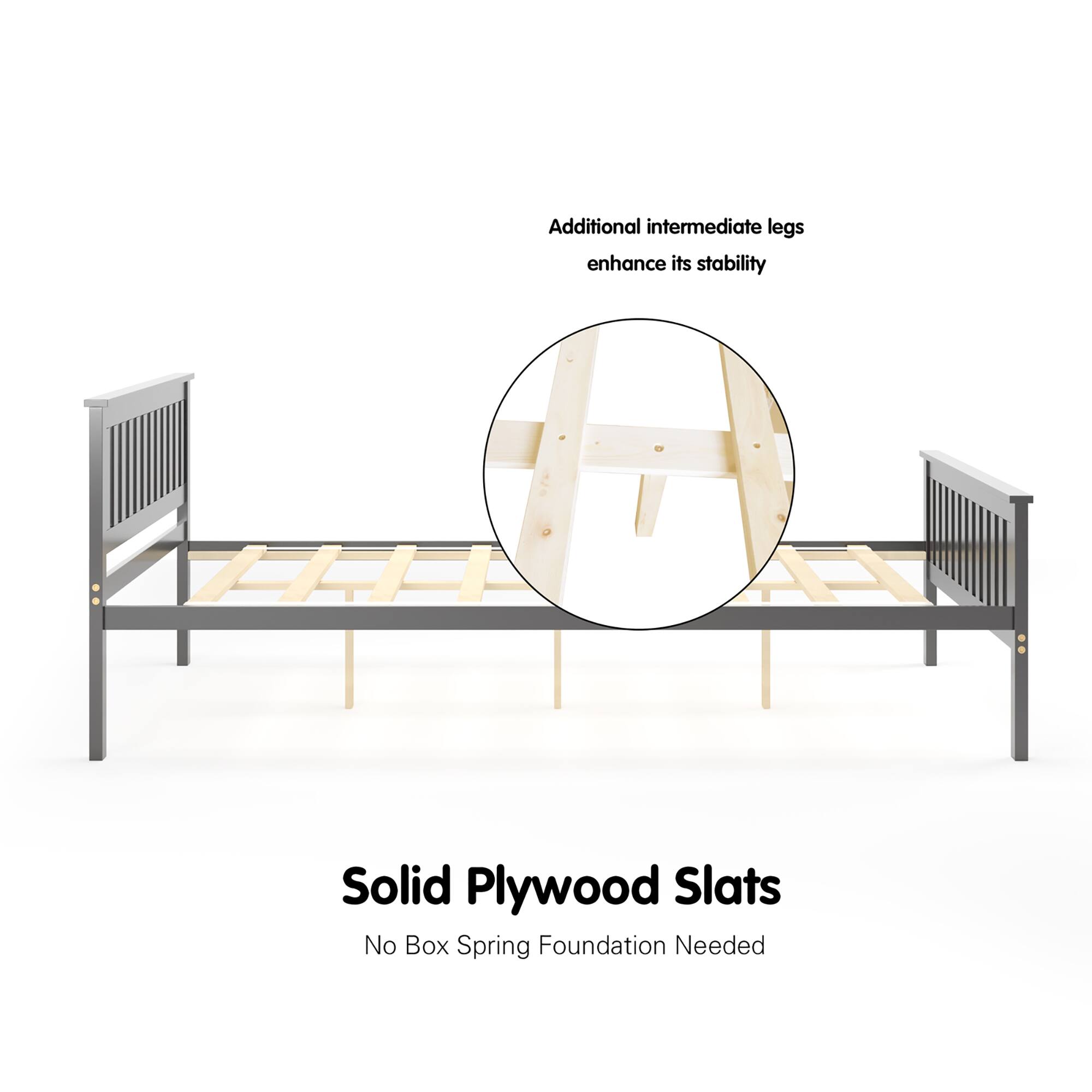 Alt View 7. Costway - Costway Full Wood Platform Bed with Headboard and Footboard Mattress Foundation - Brown.