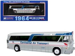Iconic Replicas - 1964 MCI MC-5A Coach Bus Continental Air Transport Silver Blue Stripes 1/87 HO Vintage Bus Motorcoach Limited 504 pcs - Silver with Blue