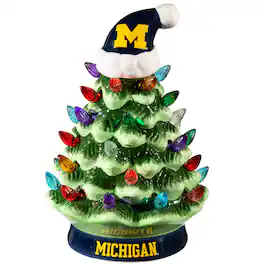 Evergreen Enterprises - Michigan Wolverines 8" Light Up Ceramic LED Christmas Tree - Multicolor