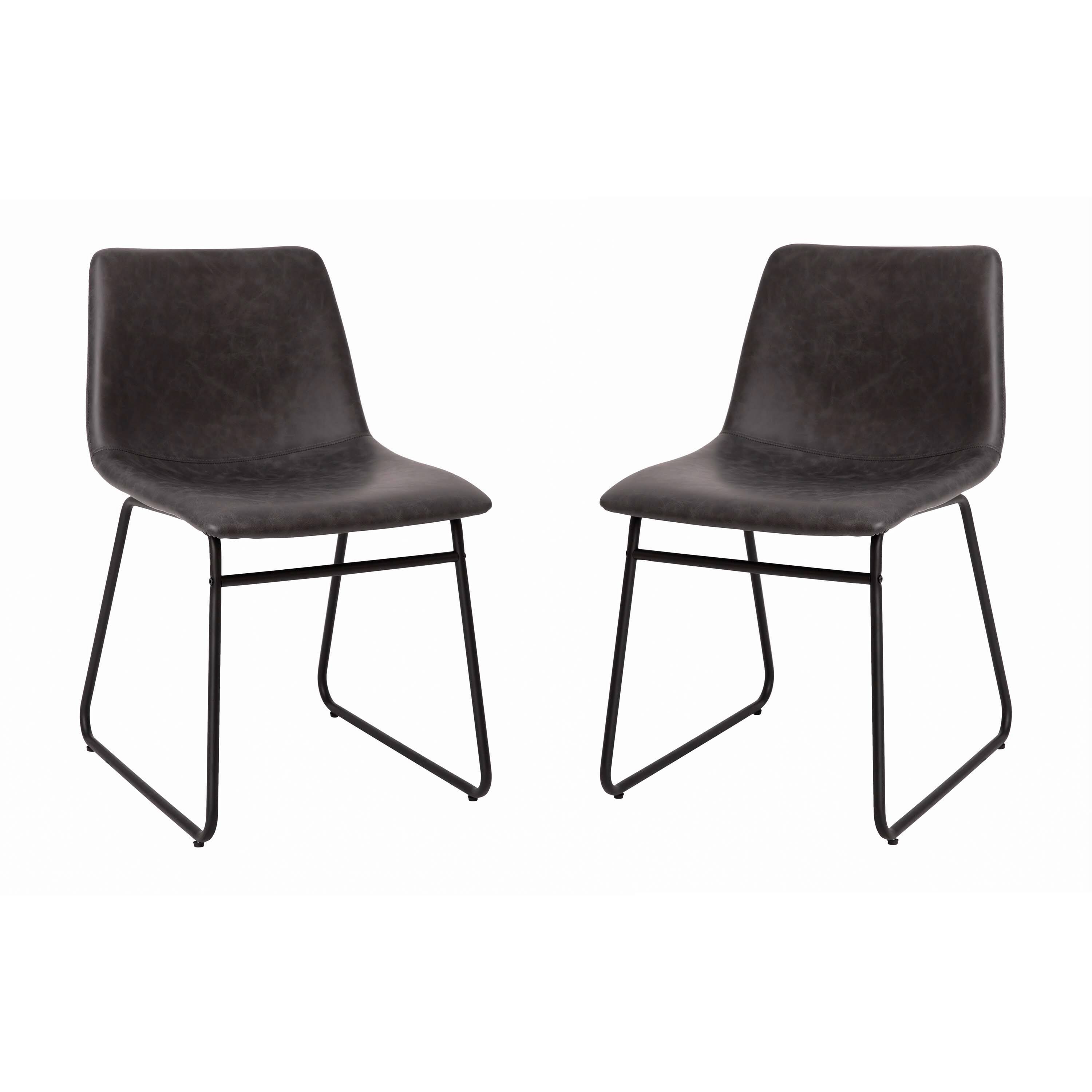 Alt View 1. Emma + Oliver - 18 Inch Indoor Dining Table Chairs, LeatherSoft Upholstery-Set of 2 - Gray LeatherSoft/Black Frame.