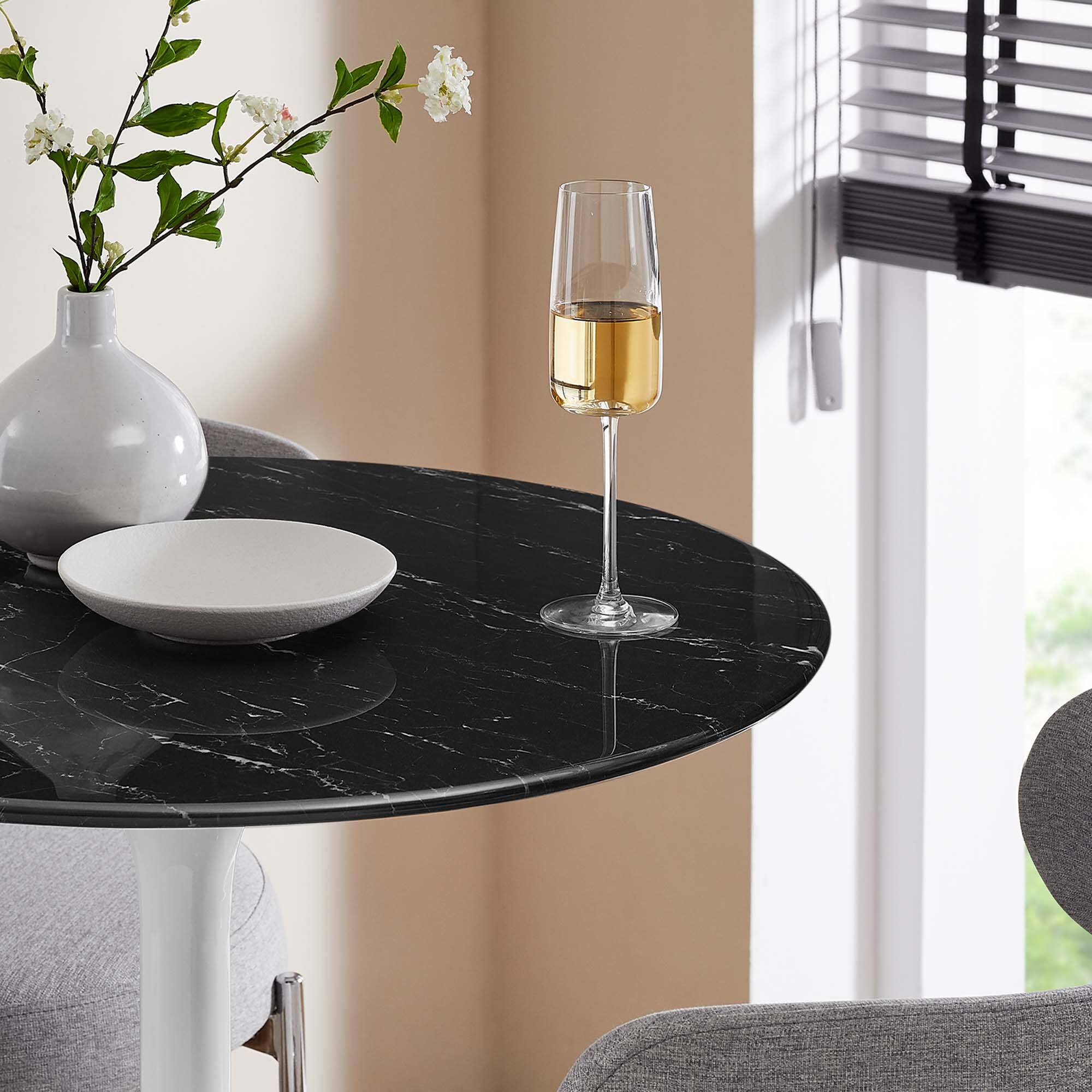 Alt View 1. Modway - Lippa Round Artificial Marble Bar Table - White Black.