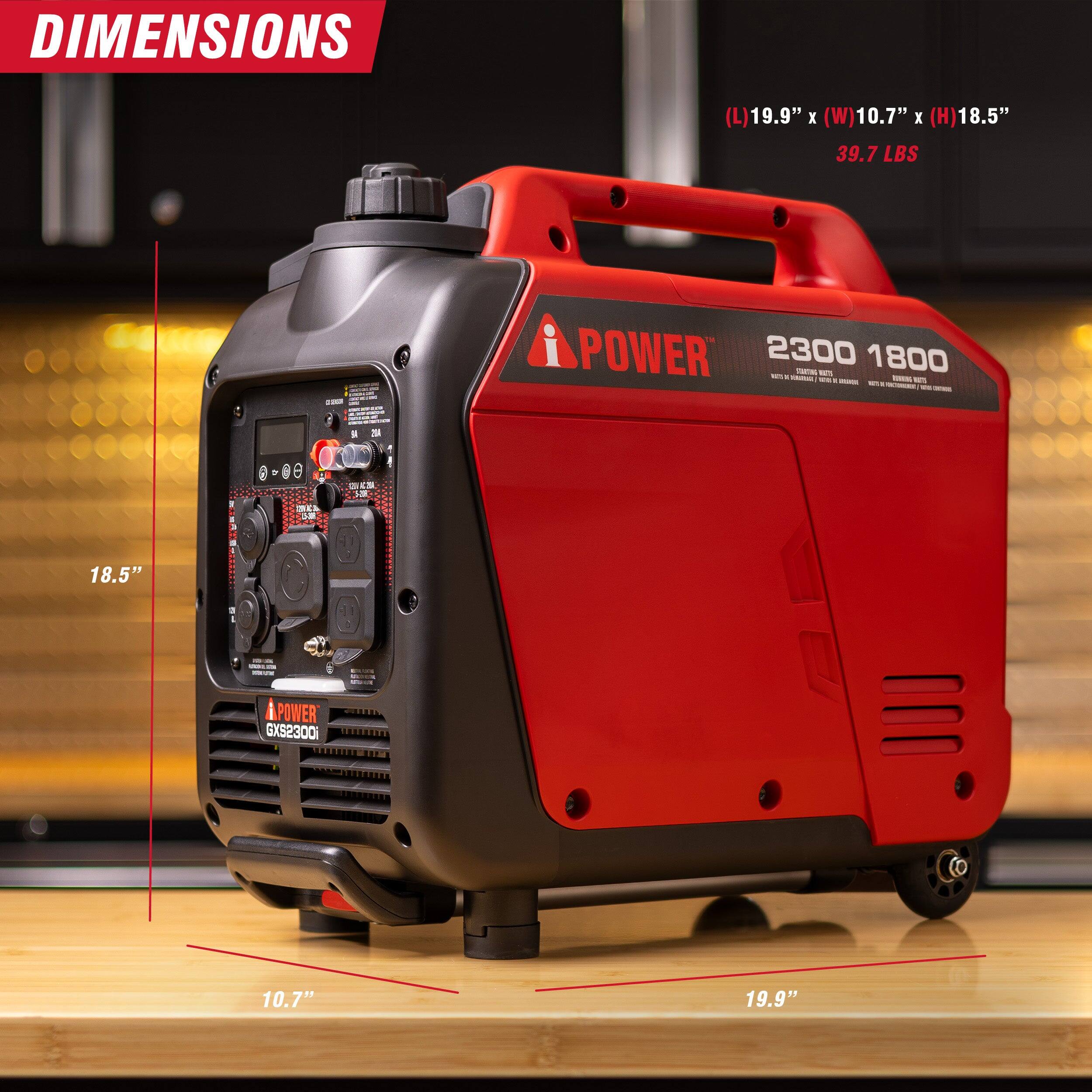 DIMENSIONS  
(L) 19.9" x (W) 10.7" x (H) 18.5"  
39.7 LBS  

POWER  
2300 1800  

GX52300i