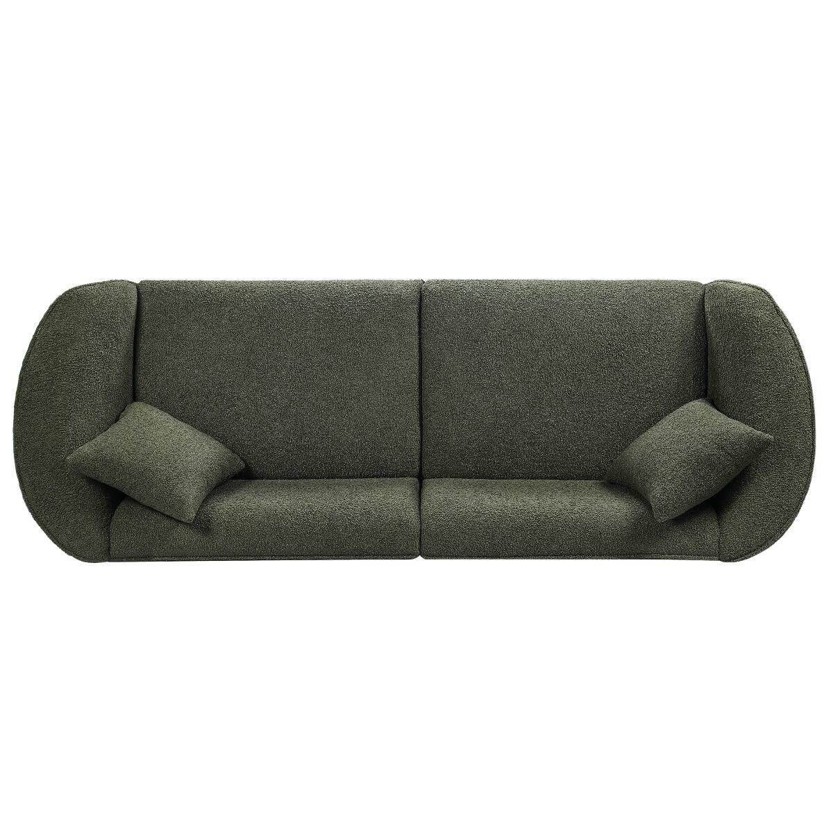 Back. Ropilly - Ropilly 87 inch curved sofa, streamlined contemporary sofa, green 3 seat living room couch - Green.