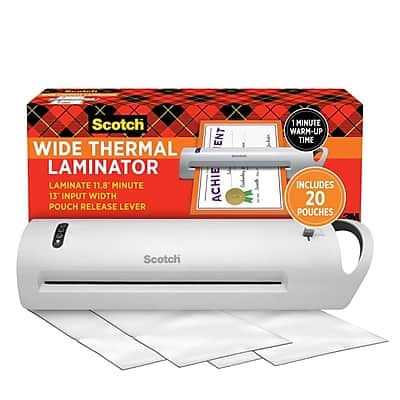 Scotch - Thermal Laminator with 20 Letter Size Pouches, 13" Width - Assorted
