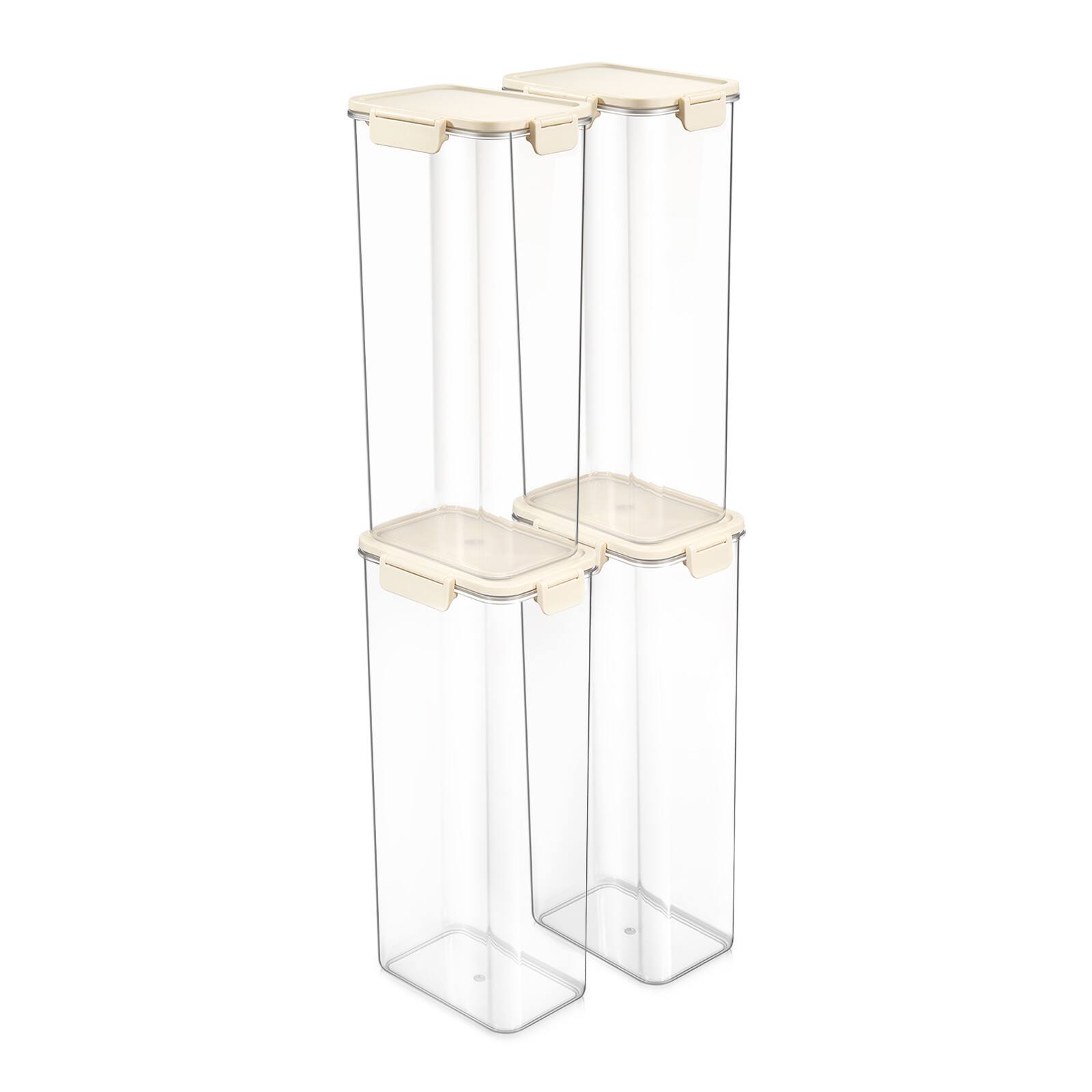 Angle. Sorbus - Sorbus 4 Pack Airtight Food Storage Container- Clear Stackable Pantry Canister with Secure Lid for Rice, Cereal, Flour - Clear.