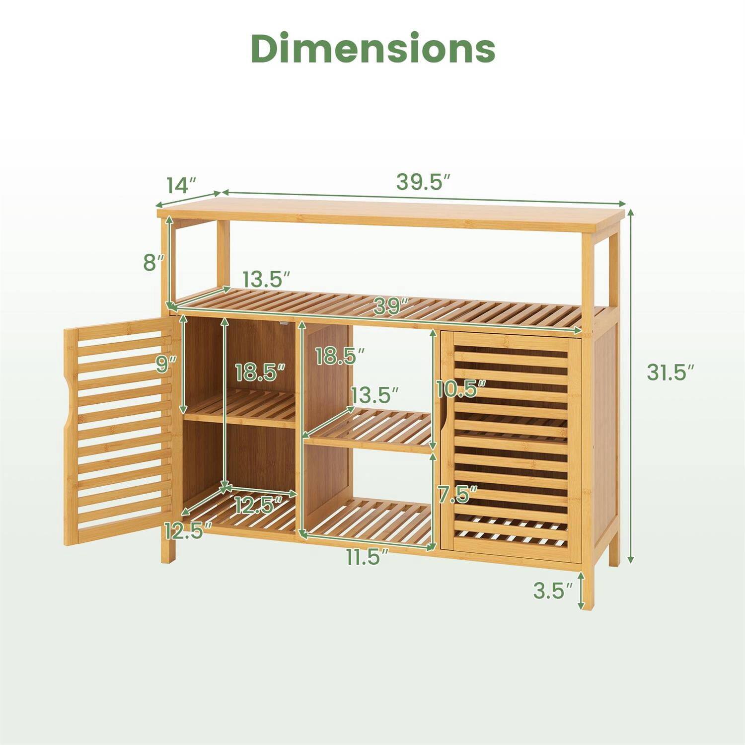 Dimensions: 14" x 39.5" x 8" x 13.5" x 3.9" x 9" x 18.5" x 18.5" x 13.5" x 10.5" x 31.5" x 12.5" x 12.5" x 11.5" x 7.5" x 3.5"