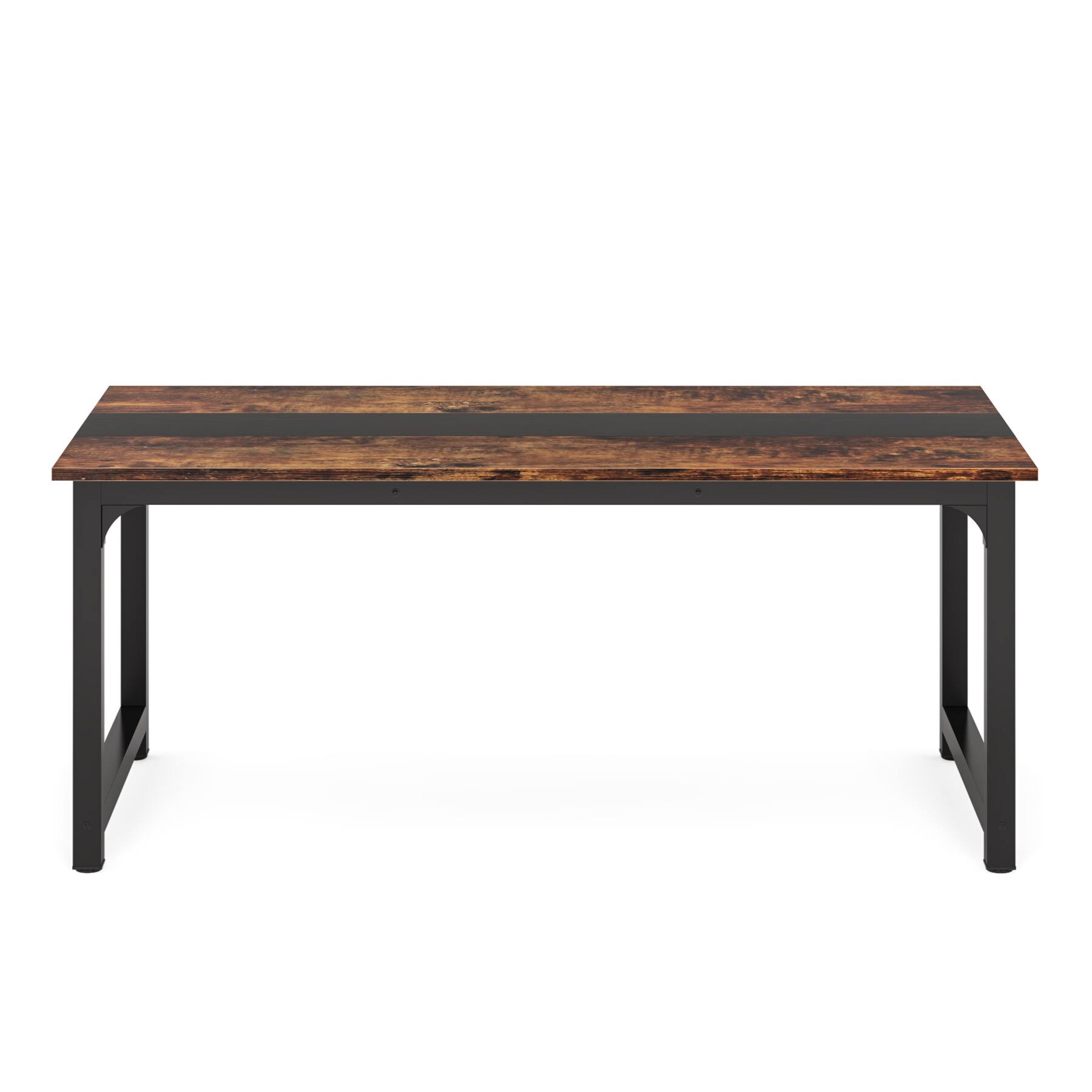 Angle. APRILSOUL - 63in Large Modern Desk with Steel Frame Industrial Workstation with Spacious Desktop and Adjustable Feet Brown Black - Brown+Black.