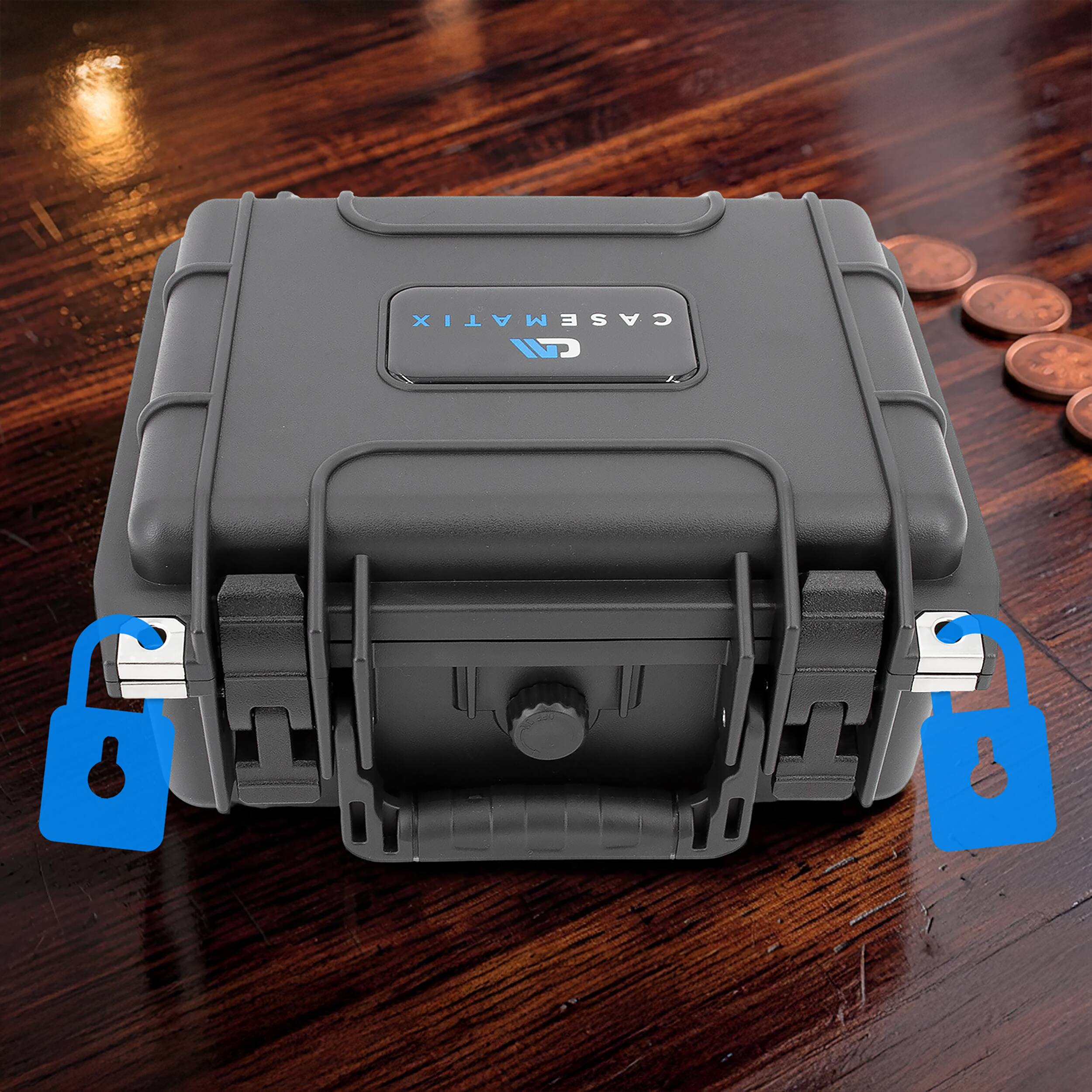 Alt View 1. CASEMATIX - American Silver Eagle Coin Tube Storage Case – Waterproof Airtight Coin Tube Holder for 9 Coin Rolls - Black.