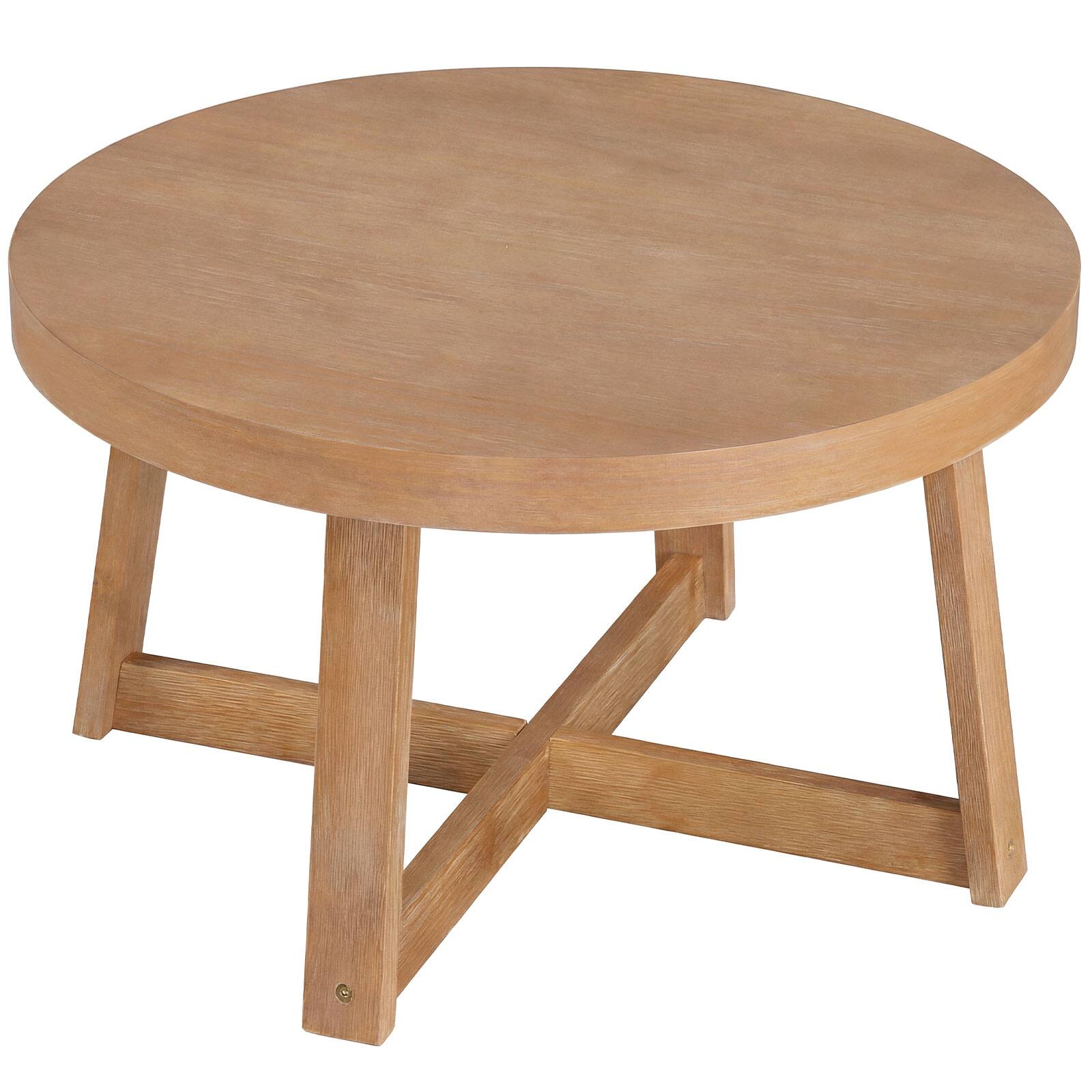 Alt View 9. Gymax - Gymax 30'' Round Coffee Table w/Solid Wood Cross-Shaped Base.Farmhouse Accent Tea Table - Yellow.