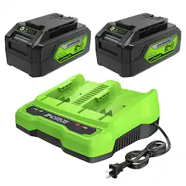 Greenworks - 24V 4.0Ah USB (2-pack) Starter Kit with 4A Dual Port Charger