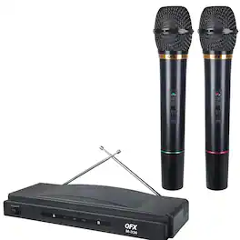 QFX - Dual Microphones with Dual Antenna Wireless Receiver - Black