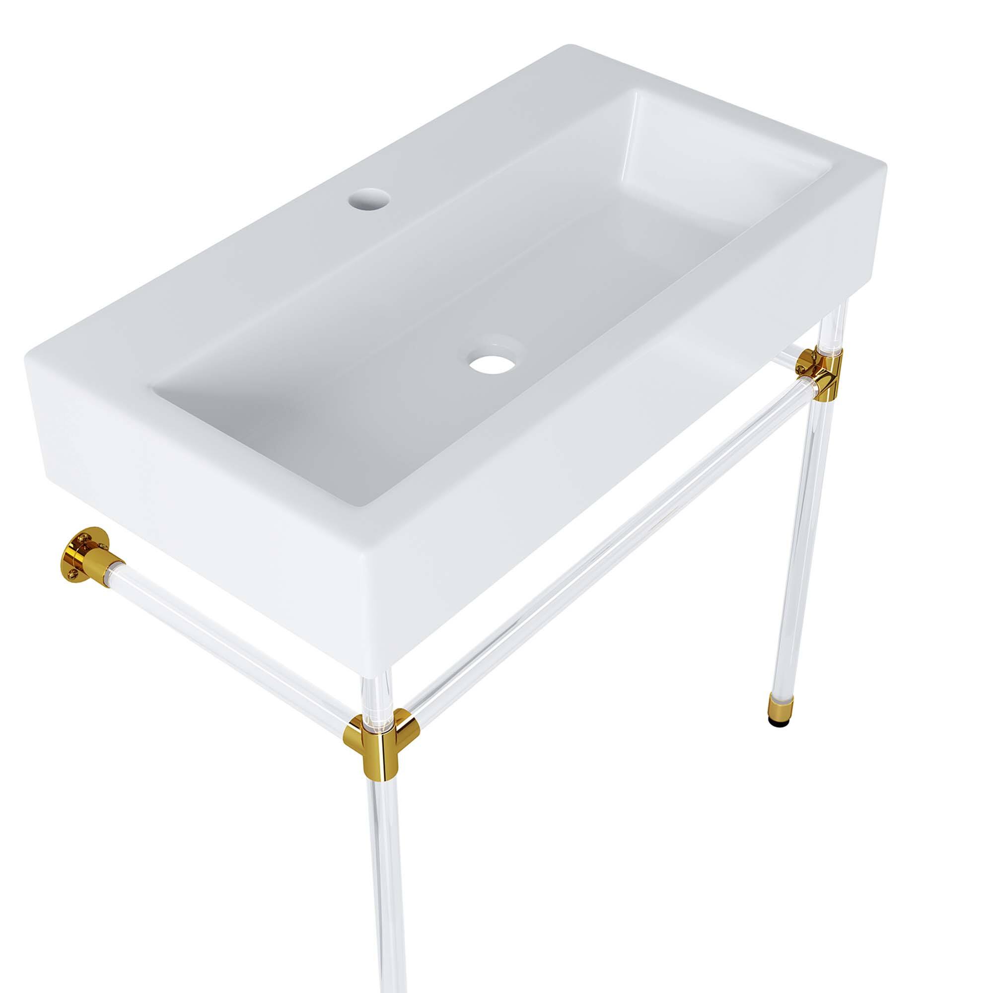 Alt View 3. Modway - Redeem Wall-Mount Bathroom Vanity Basin Included - Clear White.