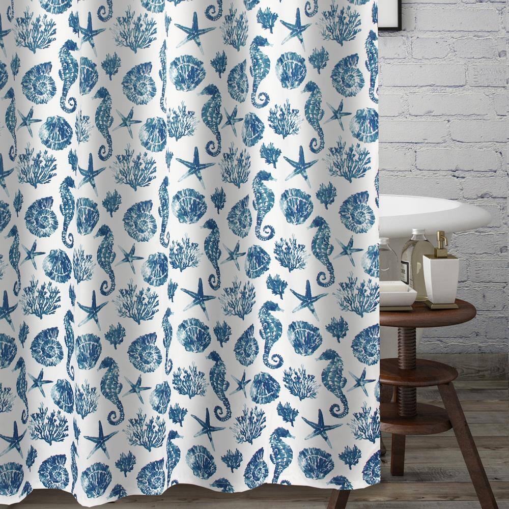 Left. Greenland Home Fashions - Greenland Home Fashions Pebble Beach Bath Shower Curtain - Blue 72x72 - Blue.