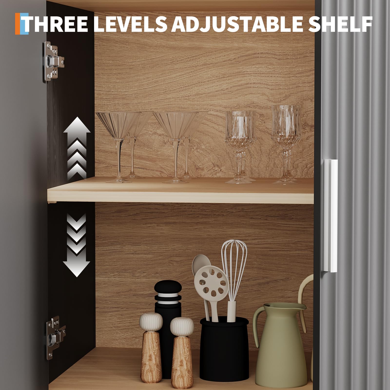 THREE LEVELS ADJUSTABLE SHELF
