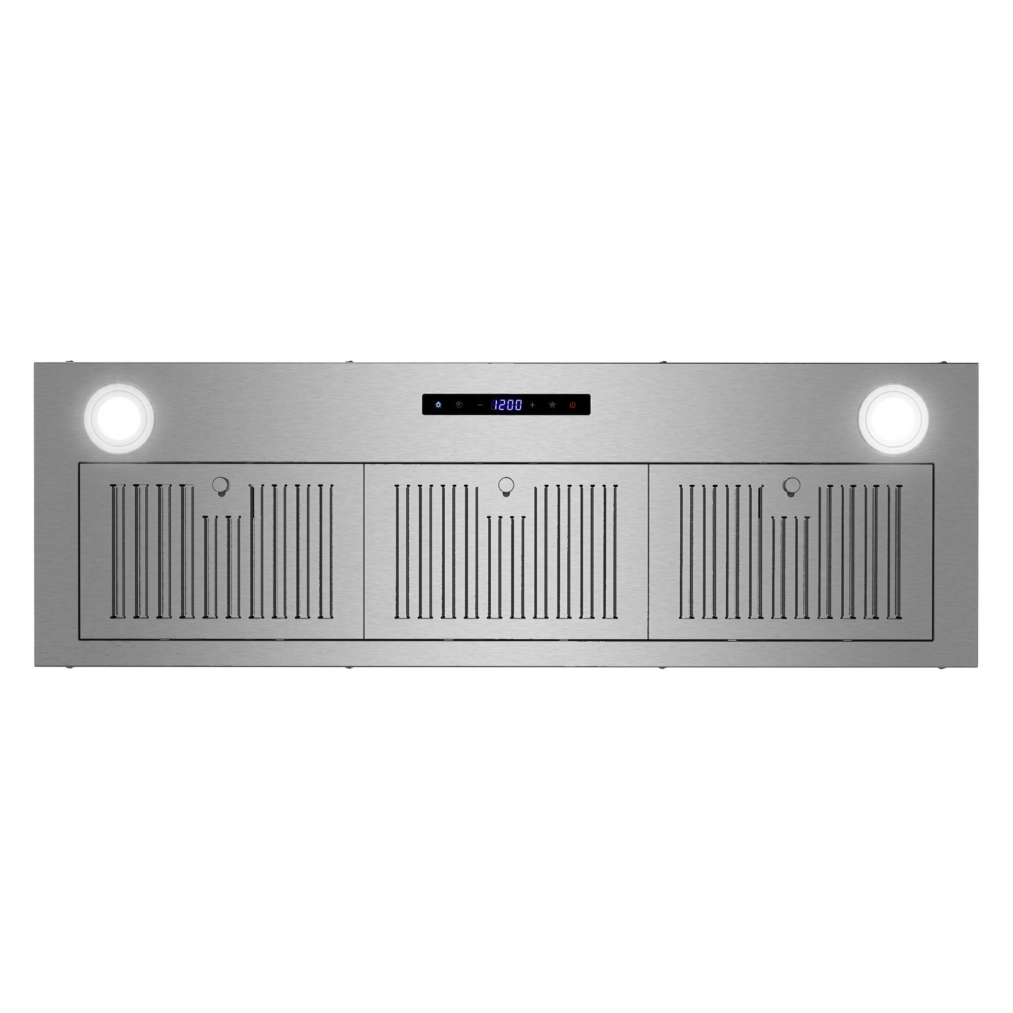 Alt View 2. COSMO - COS-36IRHS 36 in. Lumin Collection 380 CFM Ducted Insert Range Hood, Touch Controls, LED Lights - Stainless Steel.