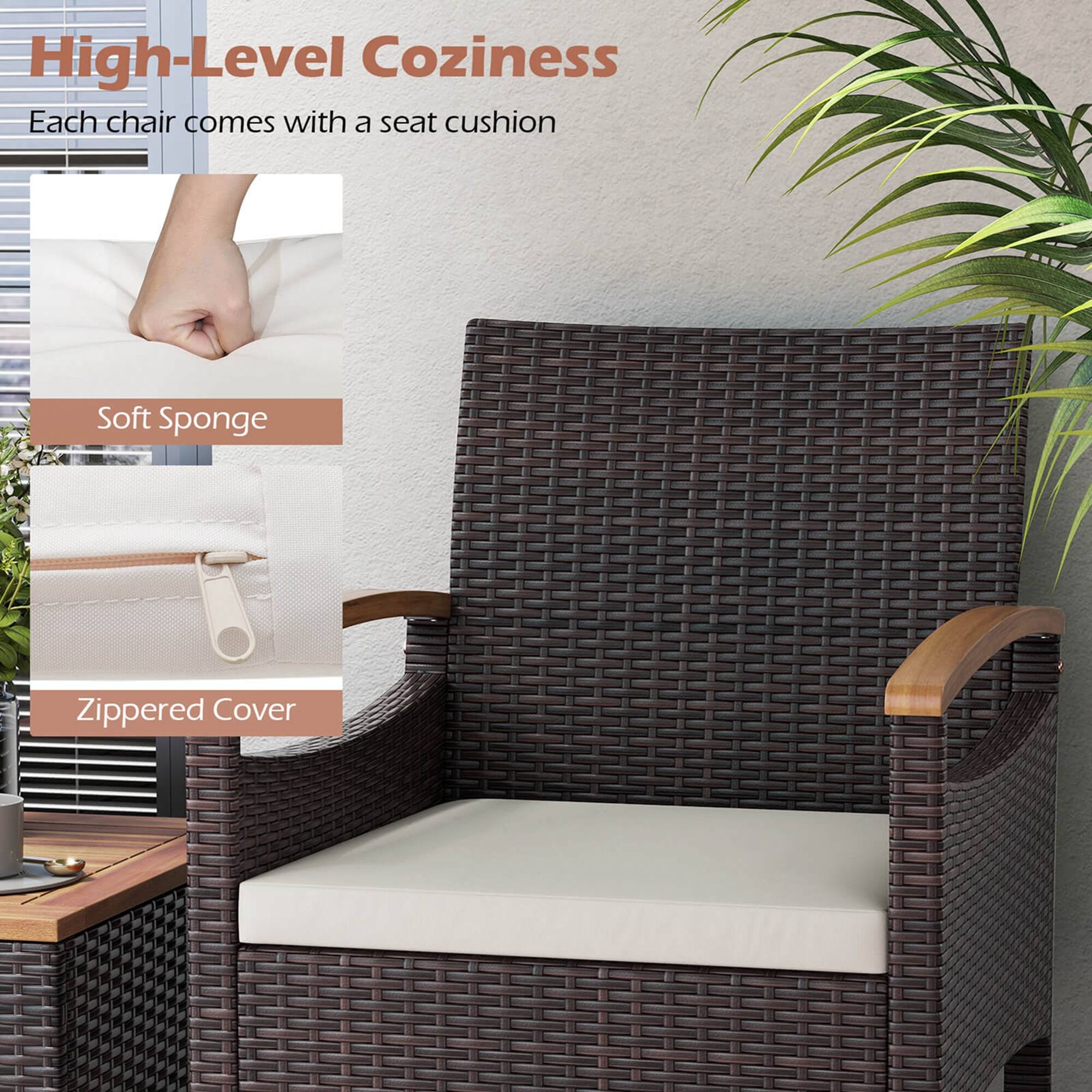 High-Level Coziness  
Each chair comes with a seat cushion  

Soft Sponge  
Zippered Cover