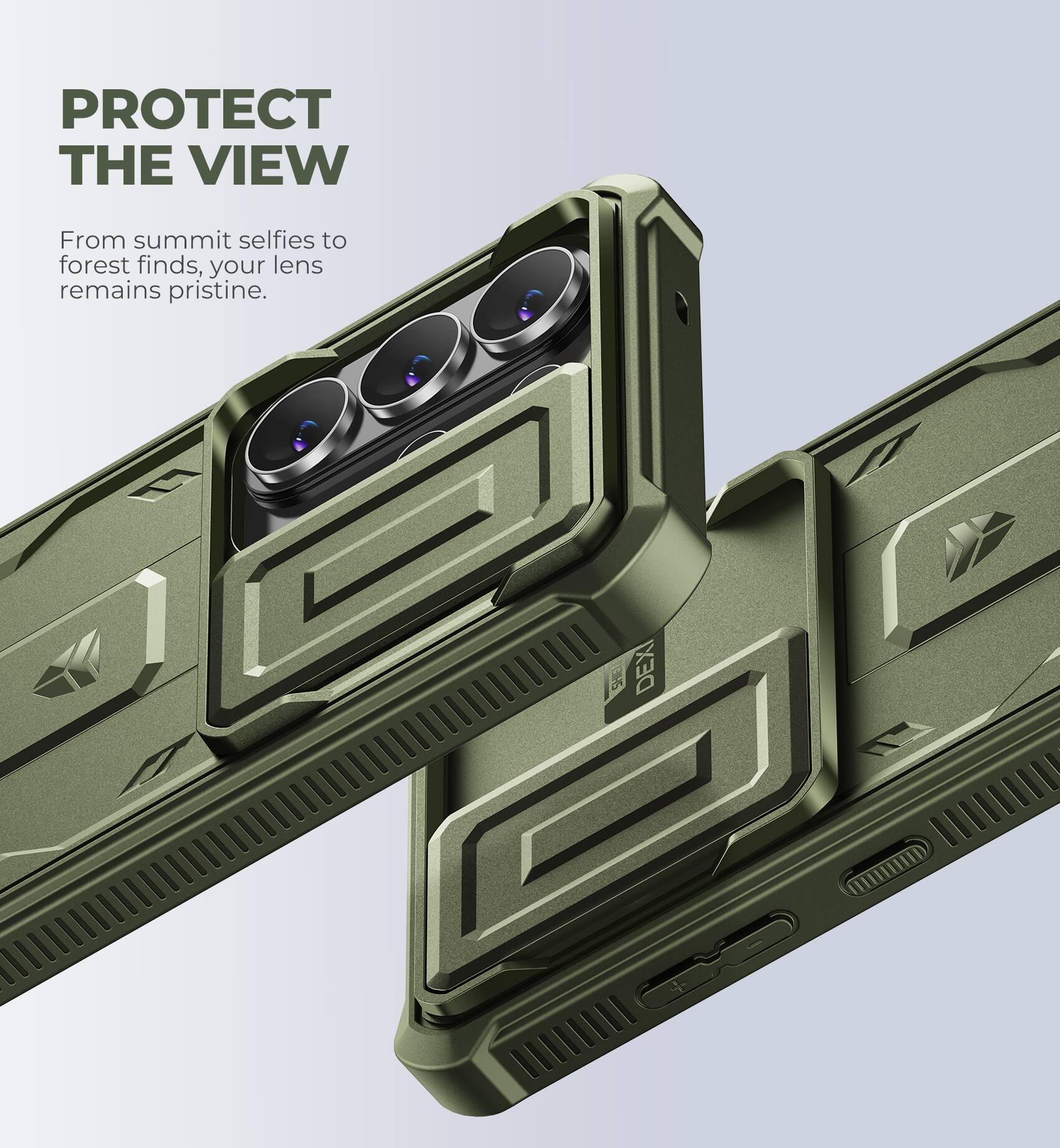 PROTECT THE VIEW  
From summit selfies to forest finds, your lens remains pristine.  
DEXI