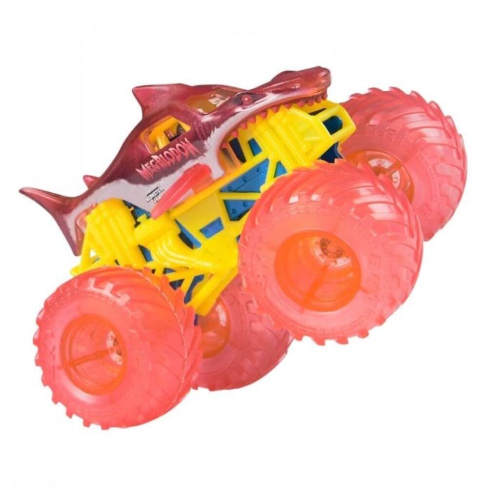 Left. Monster Jam - Monster Jam 2024 Megalodon 1:64 Scale Diecast Truck, Series 37 Street Treats Edition, Collectible Toy for Ages 3+ - Blue.