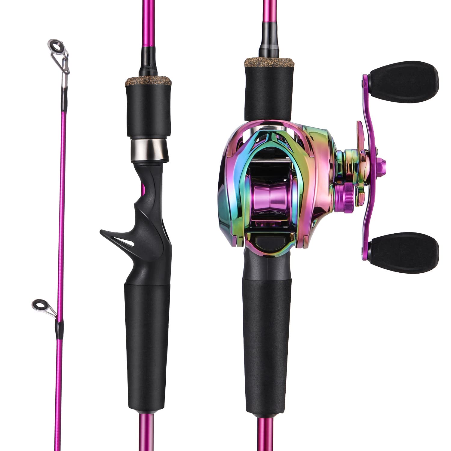 Front. NICHOLAS KLEIN - Fishing Rod And Reel Combo 2 piece /mh Pole With Baitcasting Set Baitcaster - Purple-MH Rod-Right Handed 5.9ft-2pcs-Fast.