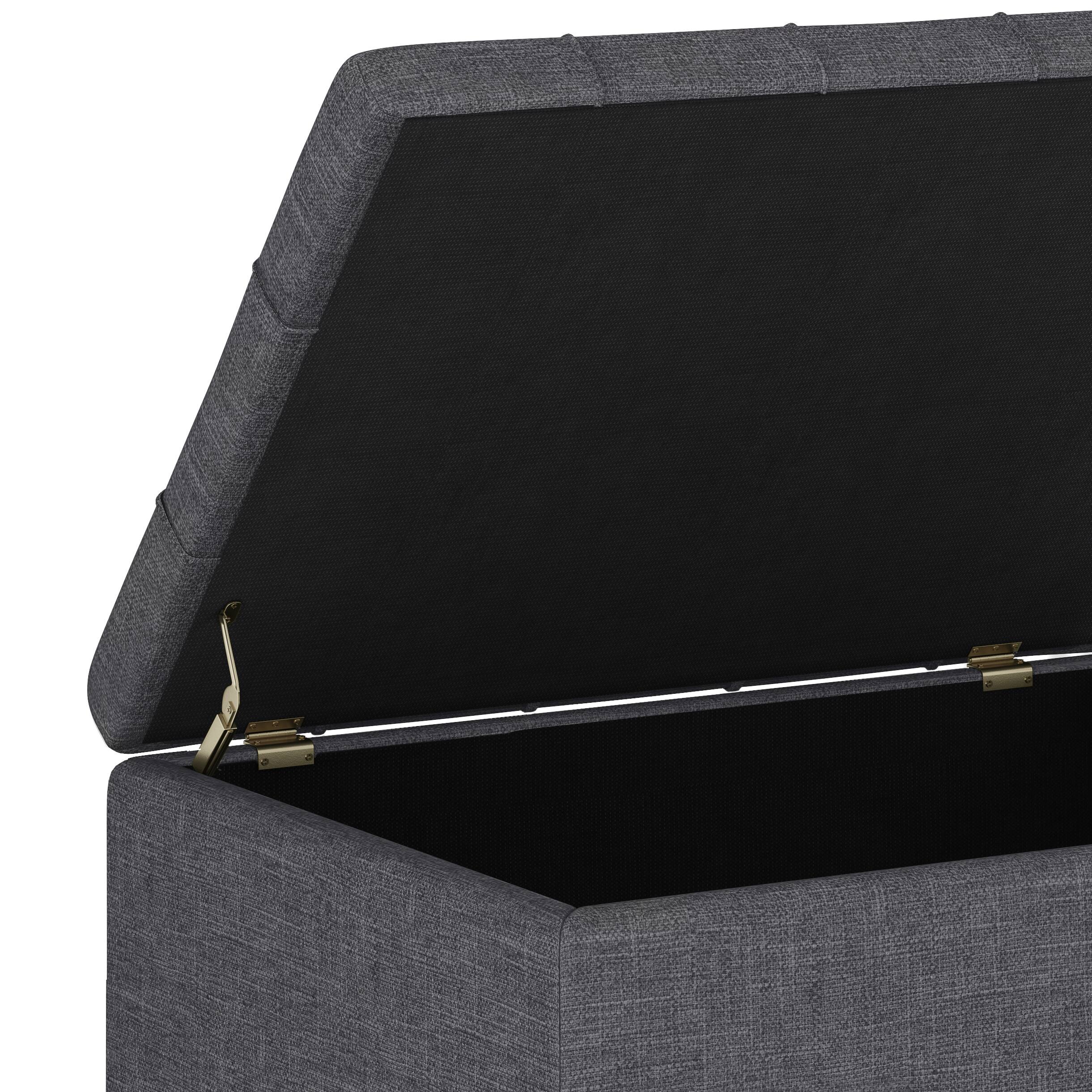 Alt View 5. Simpli Home - Harrison Small Coffee Table Storage Ottoman - Slate Grey.