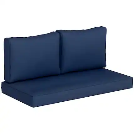 Front. Outsunny - Seat Patio Furniture Cushions, 46x26x5 in - Navy Blue.