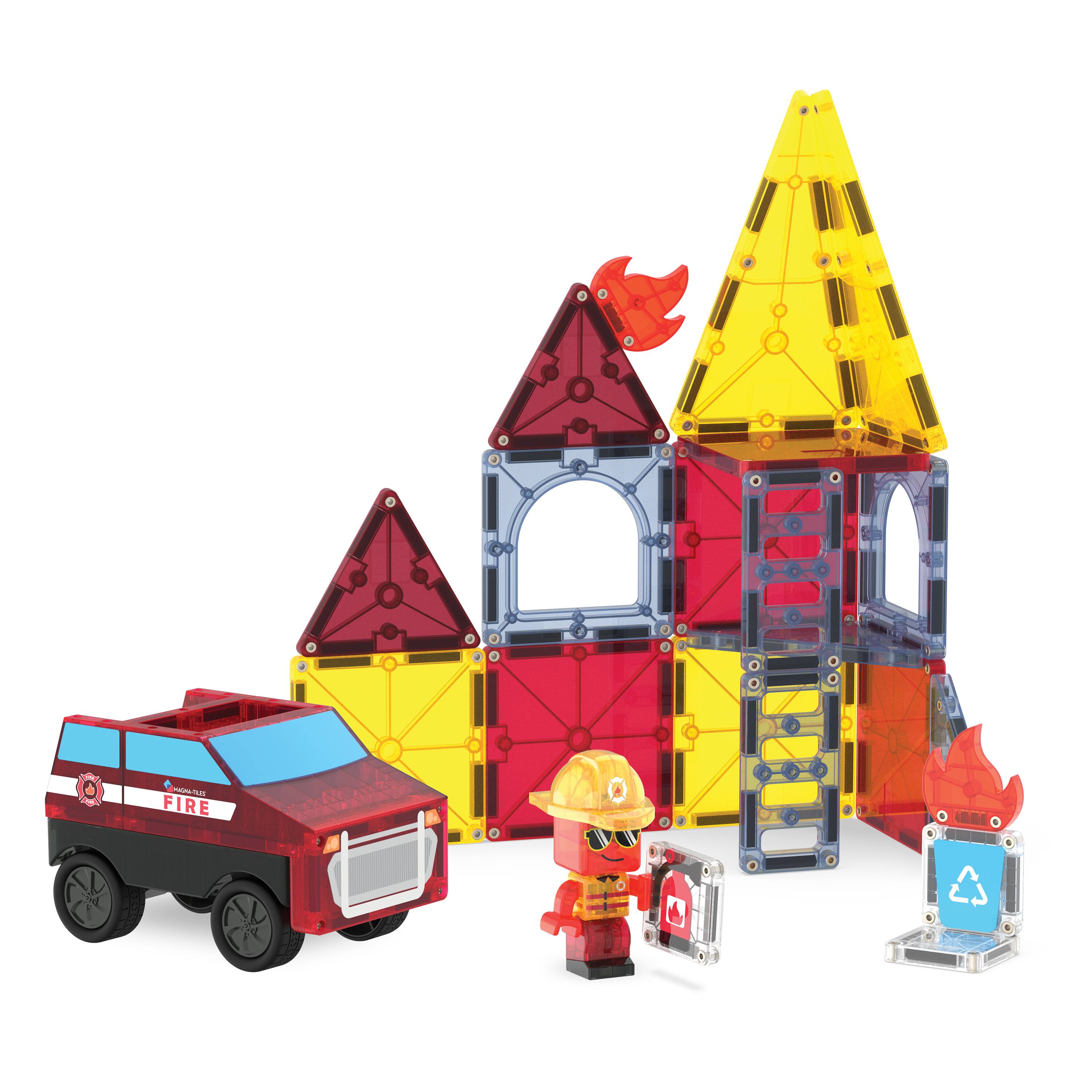 Left. Magna-Tiles - Fire Rescue 27-Piece Magnetic Construction Set, THE ORIGINAL MAGNA-TILES.