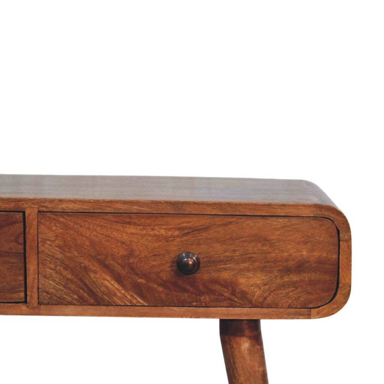 Alt View 1. Artisan Furniture - Artisan Furniture Solid Wood Curved Two Drawer Console Table, Brown - Brown.