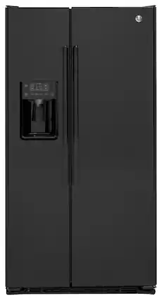 Front. GE - 21.9 Cu. Ft. Counter-Depth Refrigerator - High Gloss Black.