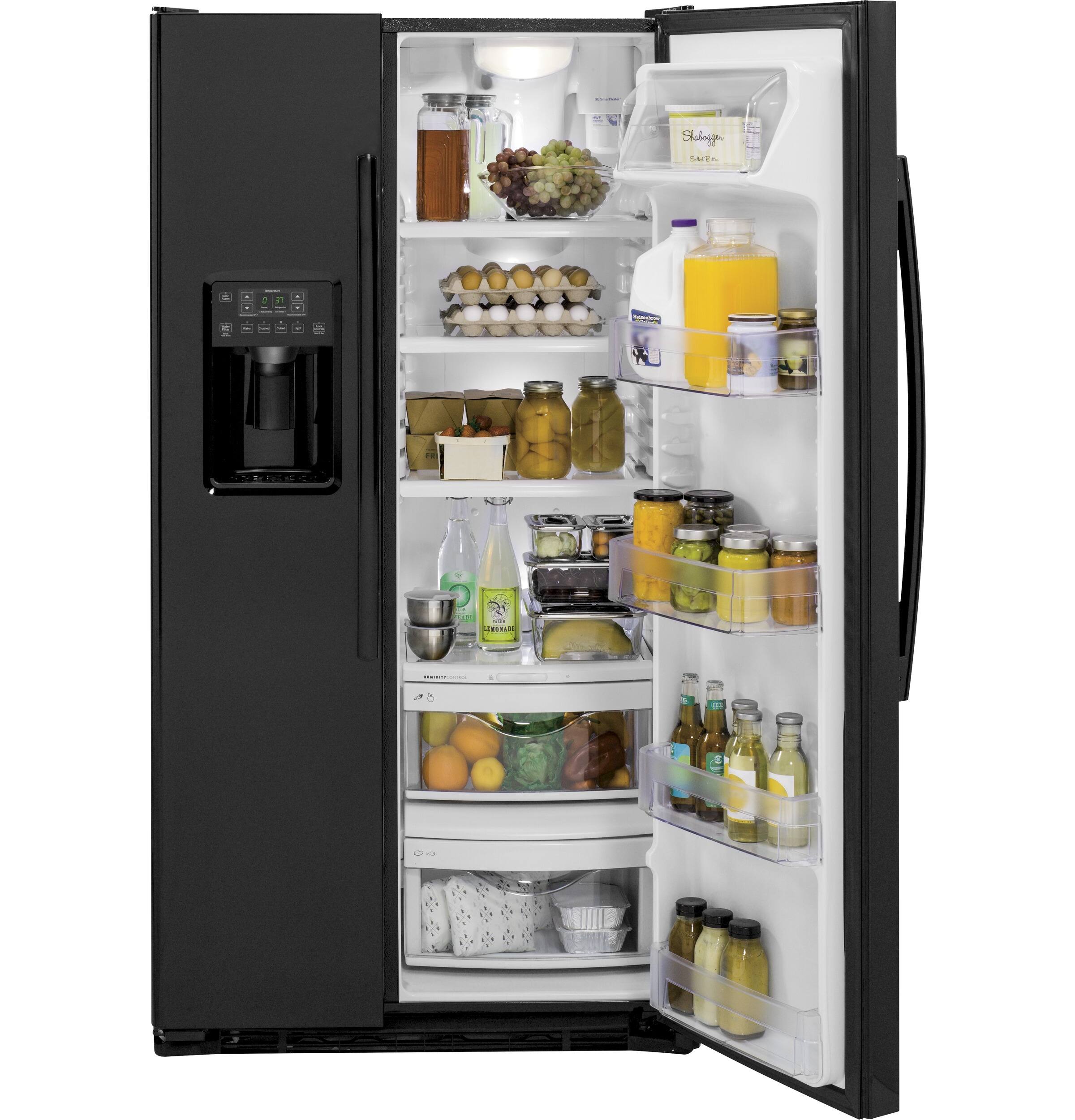 Alt View 11. GE - 21.9 Cu. Ft. Counter-Depth Refrigerator - High Gloss Black.