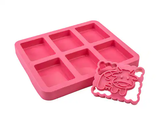 Front. MOBI - Silicone Ice Cream Sandwich Maker, Cow - Pink.