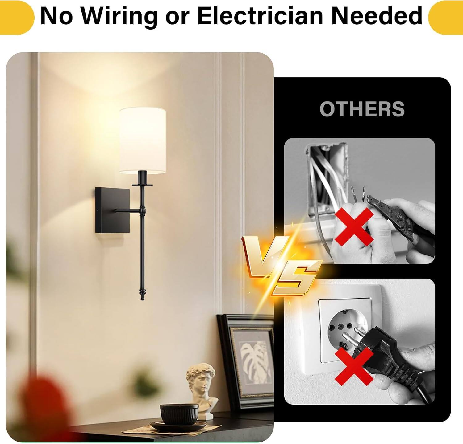 No Wiring or Electrician Needed

OTHERS

VS