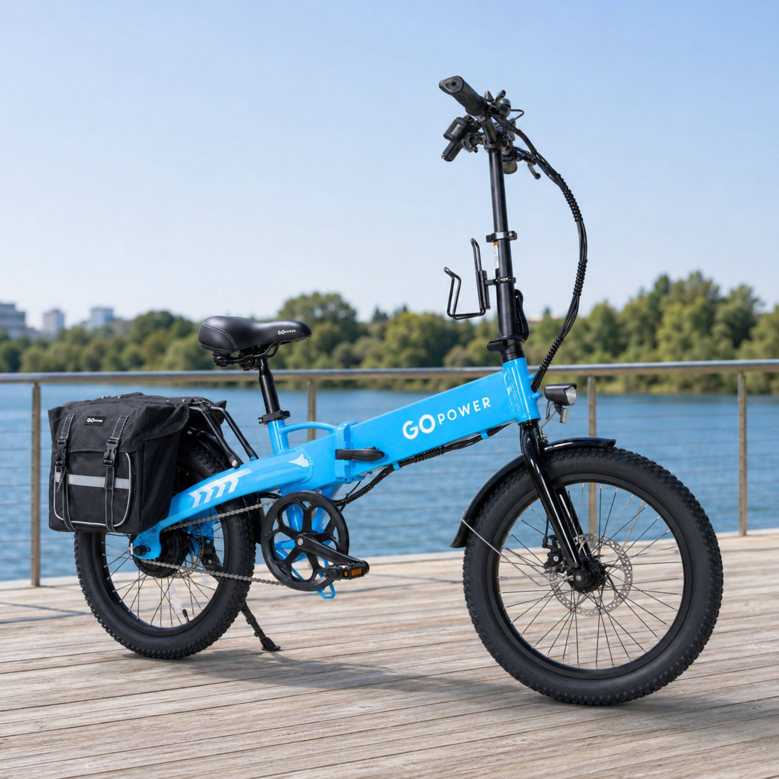 Alt View 8. GoPowerBike - GoPowerBike GoLite Folding Electric Bike | 20" | 750W | 20mph | 45+ Mile Range | Blue - Blue.